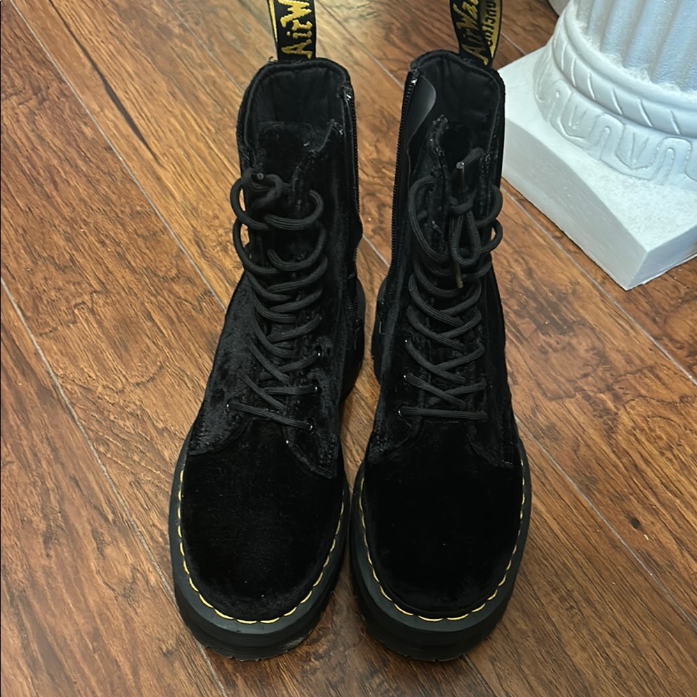 Dr. Martens Black Velvet 1460 platform boots
